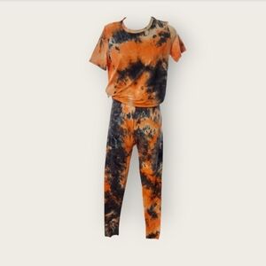 NWT Orange, Navy, & White BUTTERY SOFT Tie Dye Lounge Sleep Set